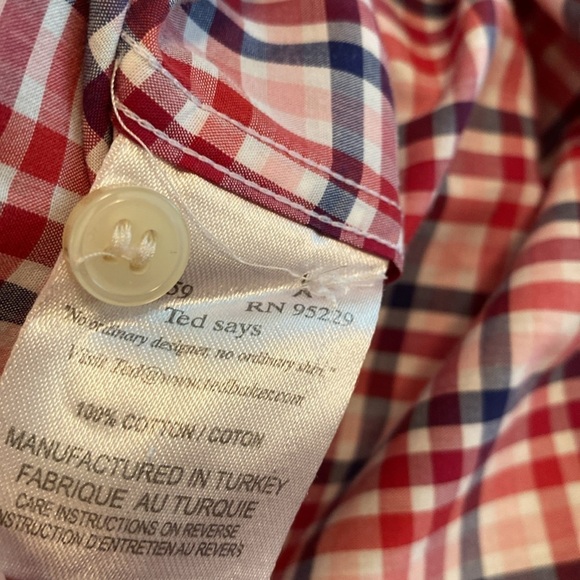 Ted Baker Archive Egyptian Cotton Button Down Pink Plaid Flip Cuff Shirt 16.5 - Picture 10 of 10